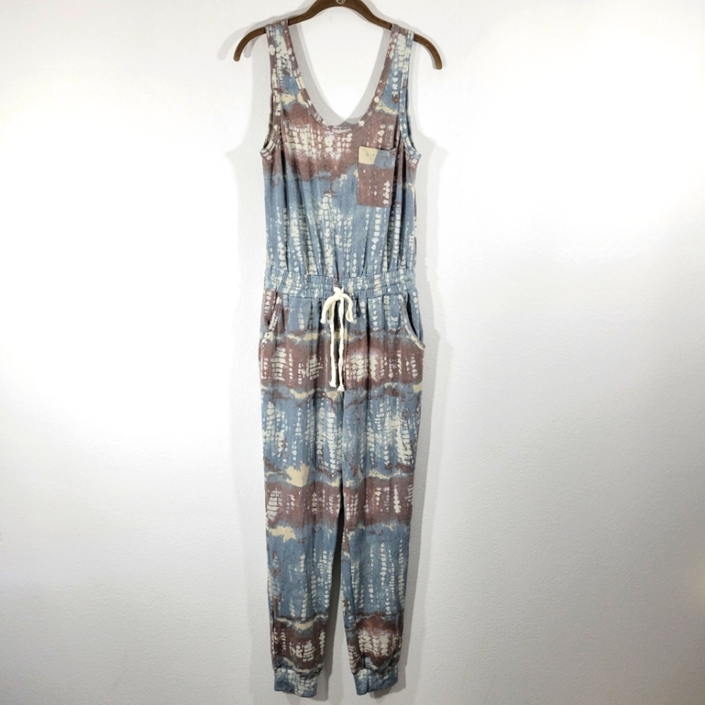 ILLA ILLA tie dye soft French terry sleeveless jogger style casual tank jumpsuit